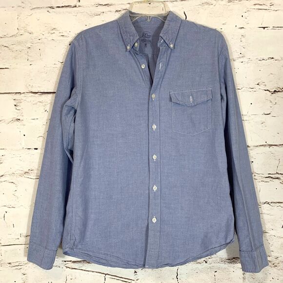 J.Crew Lightweight Oxford Cloth Slim Shirt Size Medium Classic Button-Down Work - Picture 1 of 7